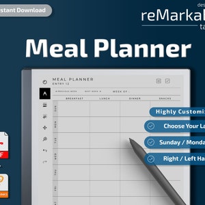 reMarkable 2 Templates l Meal Planner l Instant Download