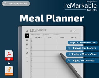 reMarkable 2 Templates l Meal Planner l Instant Download