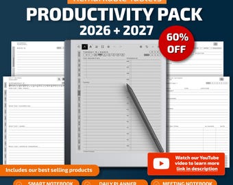 Sjablonen voor Remarkable 2 tablets, voor Remarkable 2, planner, dagboek, vergaderingen, notitieboekje, projecten, takenlijst, kalender