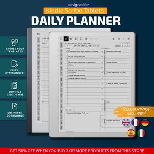Agenda quotidien pour tablettes Remarkable, modèles eInk, PDF avec liens hypertextes, calendrier, agenda