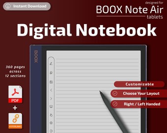 BOOX Note Air Templates l Digital Notebook l Hyperlinked PDF