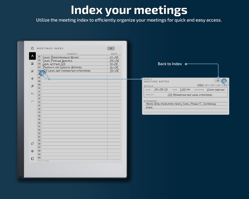 ReMarkable 2 Modèles l Carnet de réunion l Notes de réunion l PDF avec lien hypertexte image 6