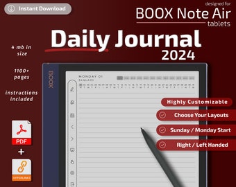 BOOX Note Air Templates, Daily Journal, 2024, Instant Download