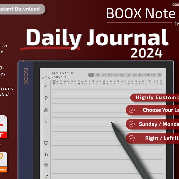 Modèles BOOX Note Air, Journal quotidien, 2024, Téléchargement instantané