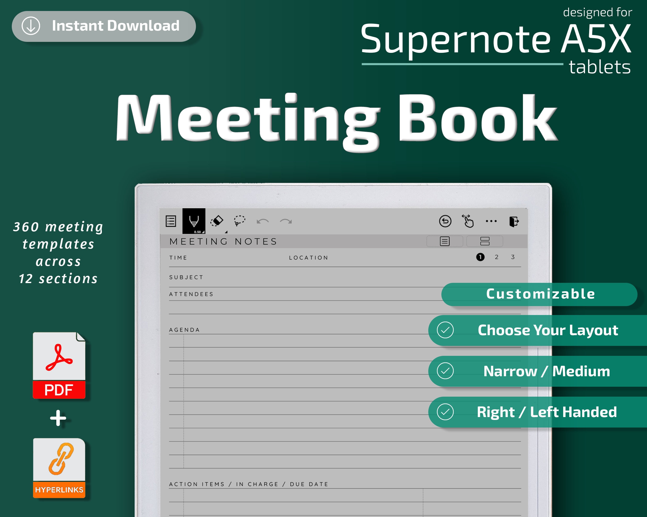 Supernote Meeting Book Supernote Templates Meeting Minutes Etsy UK