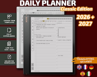 Daily Planner for Boox Note Air Classic Edition, Templates for Boox Note Air