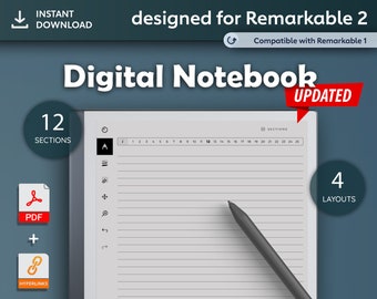 reMarkable 2 Templates l Digital Notebook l Hyperlinked PDF