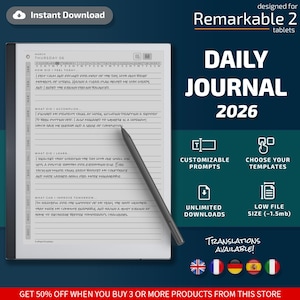 Journal für Remarkable Tablets, eInk Templates, verknüpftes PDF, Kalender, Agenda