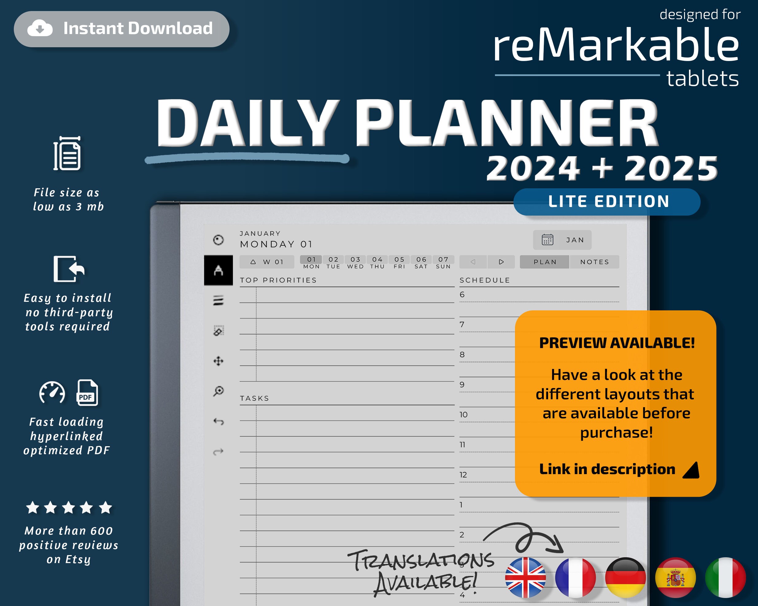 2024 Daily Planner with Index Tab