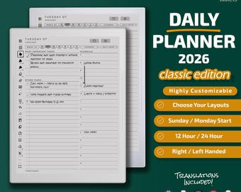 Agenda giornaliera per Supernote A5X Classic Edition, modelli per Supernote A5X
