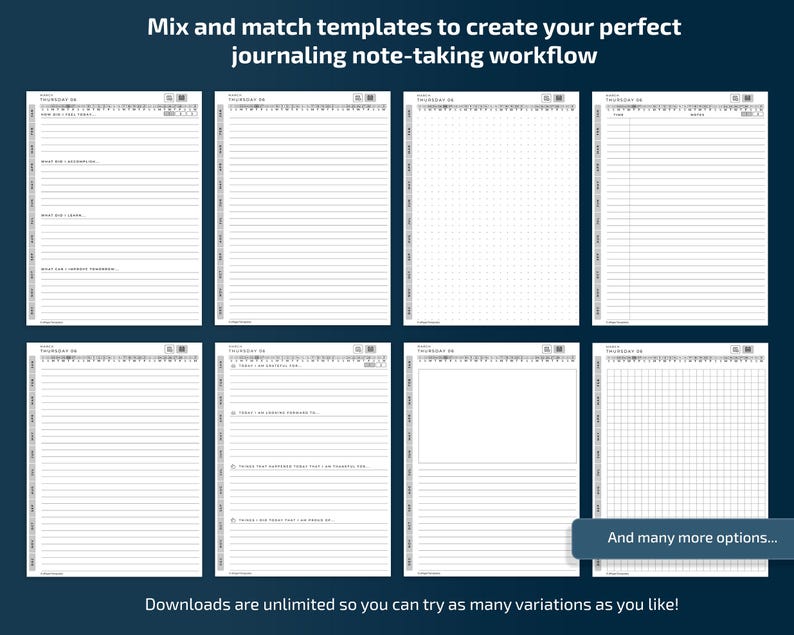 Daily Journal for Remarkable Tablets, Eink Templates, Hyperlinked PDF ...