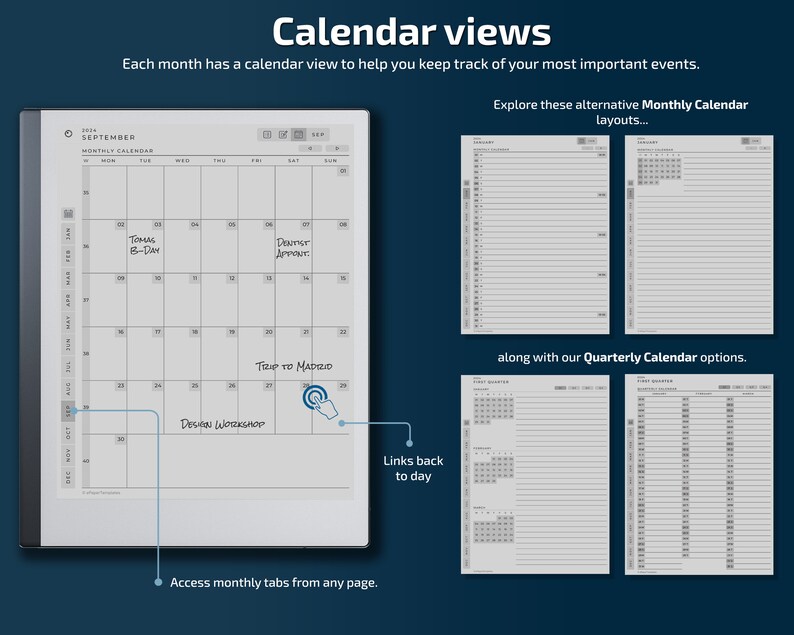 reMarkable 2 Daily Planner Standard Edition, 2024, 2025, niezwykłe szablony, kalendarz zdjęcie 5