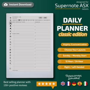 Daily Planner for Supernote A5X Classic Edition, Templates for Supernote A5X