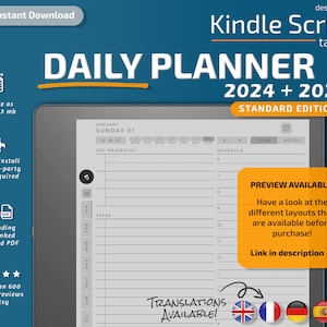 Agenda quotidien Kindle Scribe, 2024, 2025, modèles Kindle Scribe, calendrier, agenda, hebdomadaire image 1