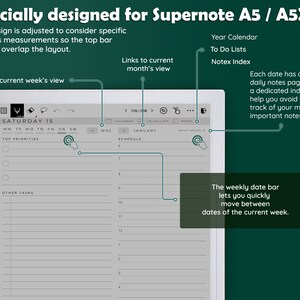 Supernote A5/A5X Daily Planner, 2023, 2024, supernote templates, calendar image 3