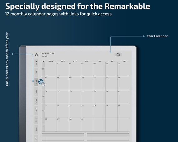 Remarkable 2 Templates L Monthly Calendar L 2023 L Instant - Etsy