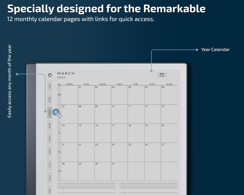 Remarkable 2 Templates L Monthly Calendar L 2022 2023 L Etsy New Zealand