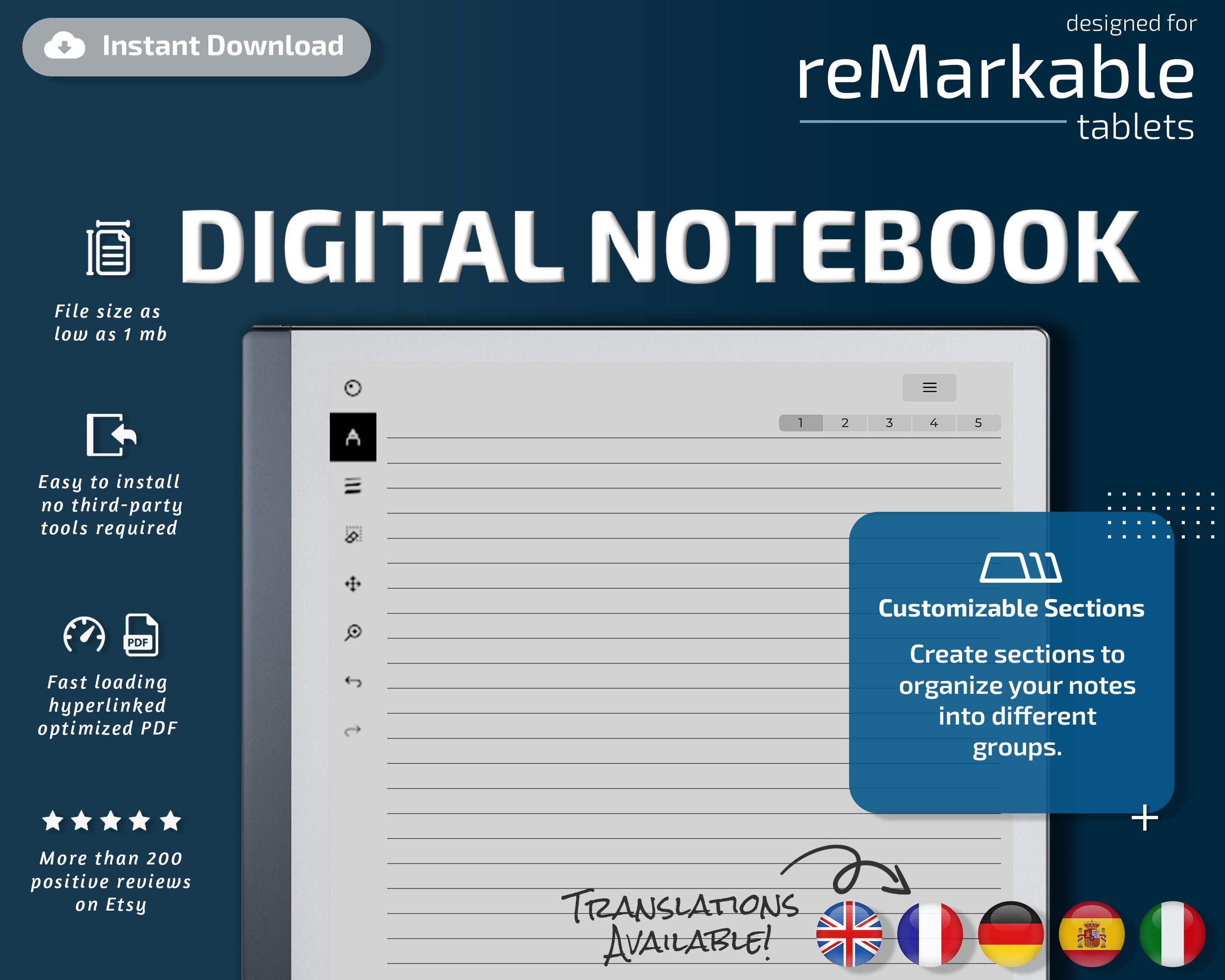 Remarkable 2 Templates L Digital Notebook L Hyperlinked PDF 