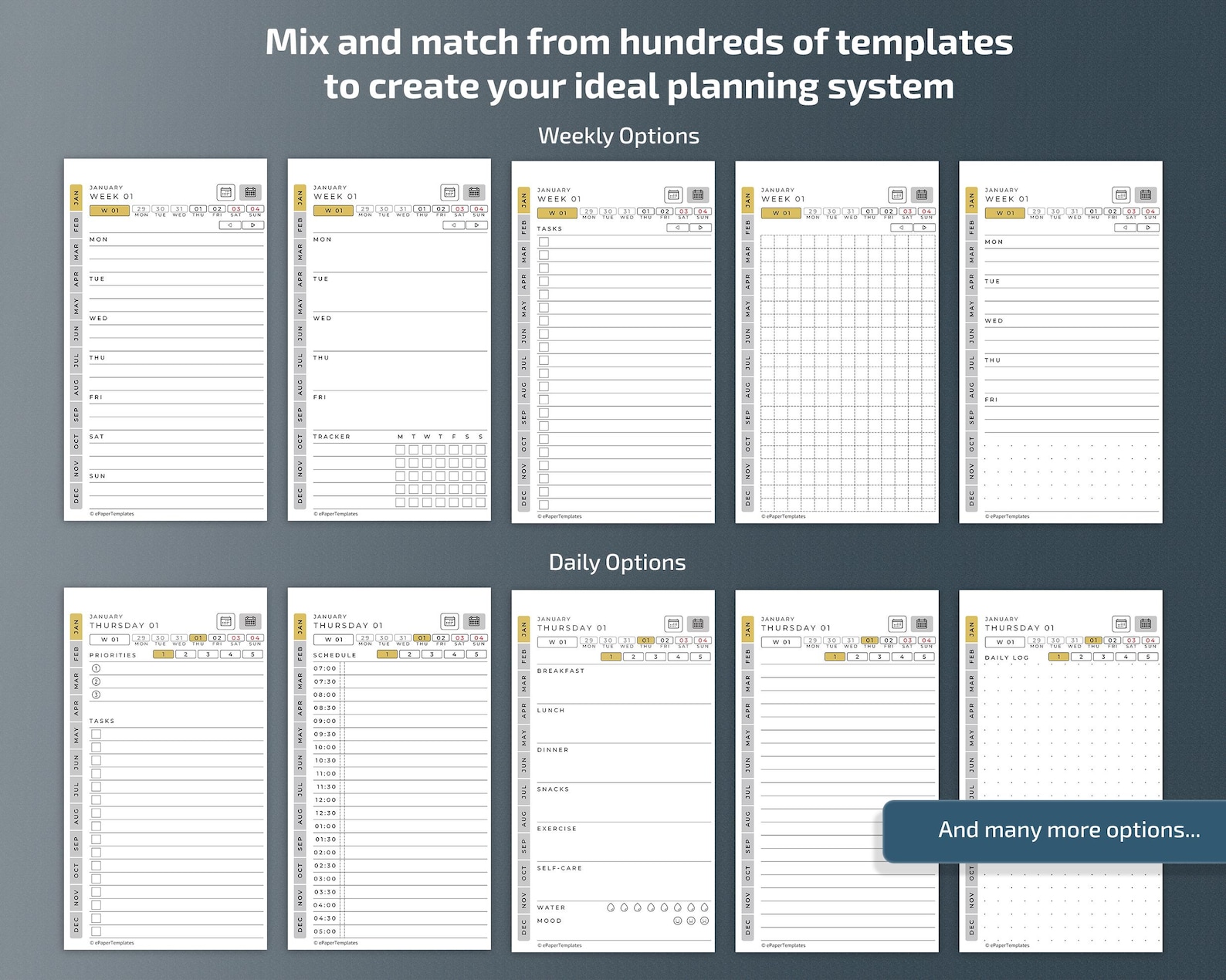 Daily Planner for Remarkable Paper Pro Move Tablets, Eink Templates ...