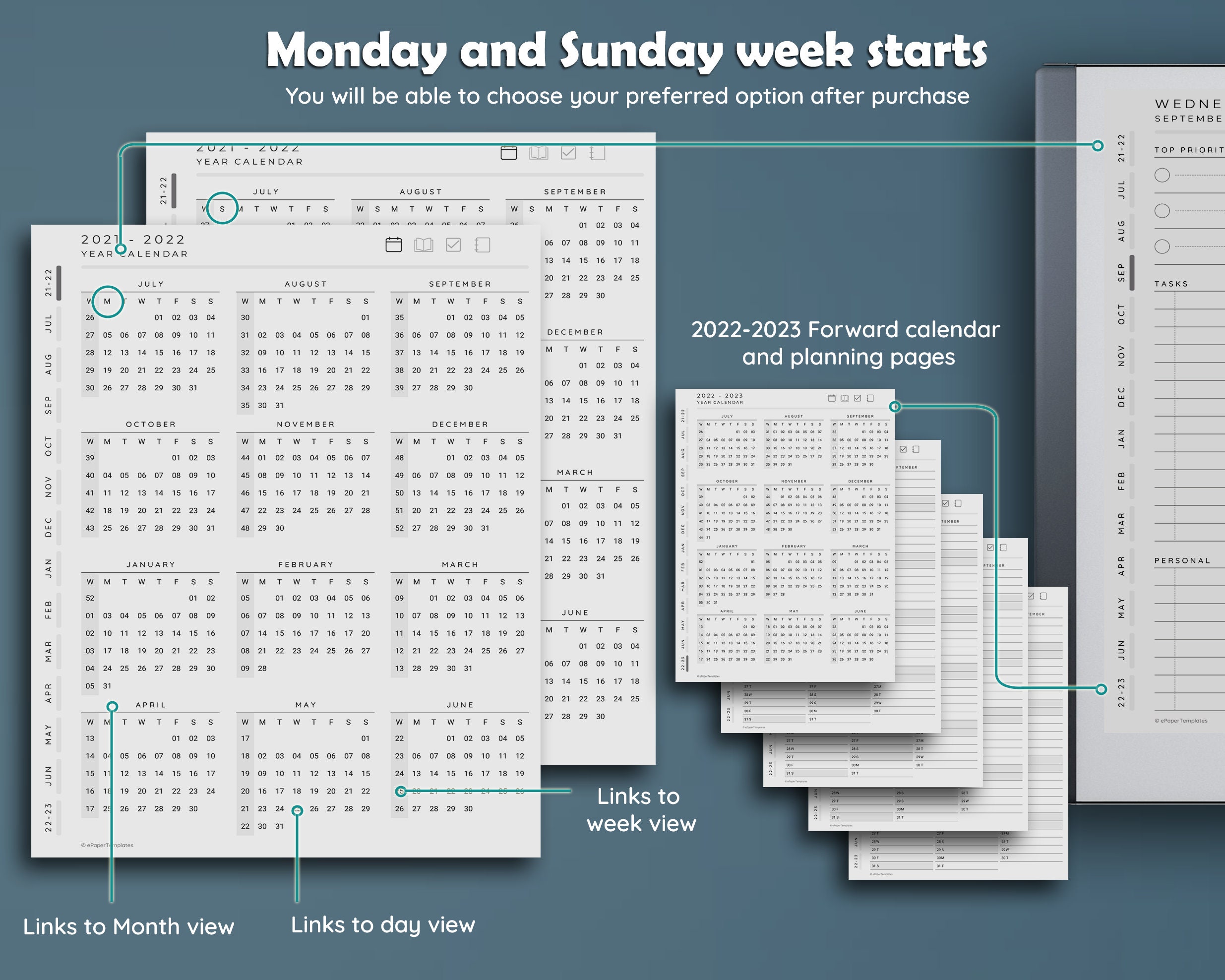 ReMarkable 2 Templates L Student Planner L Hyperlinked PDF Etsy