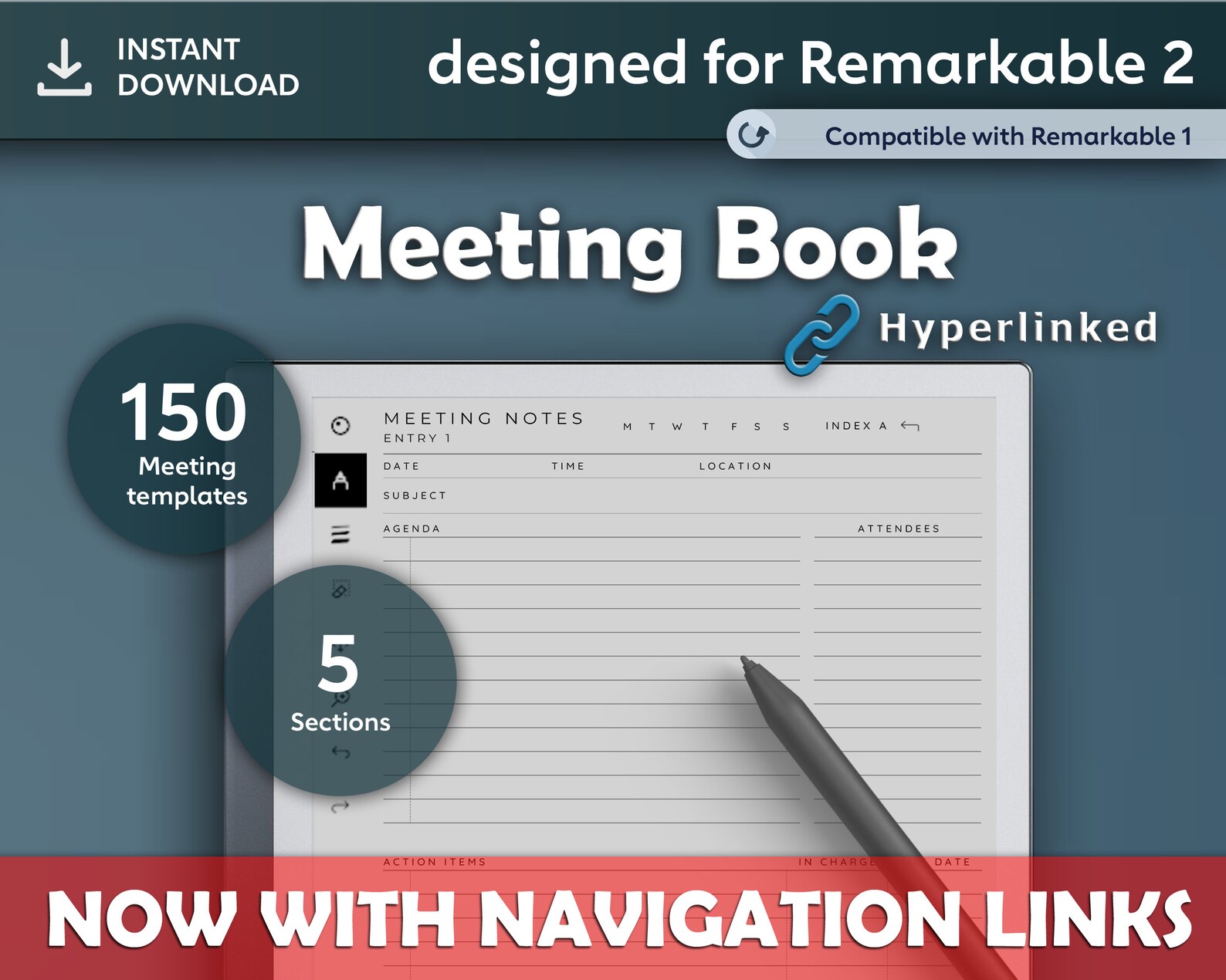 ReMarkable 2 Meeting Book PDF file Instant Download Etsy