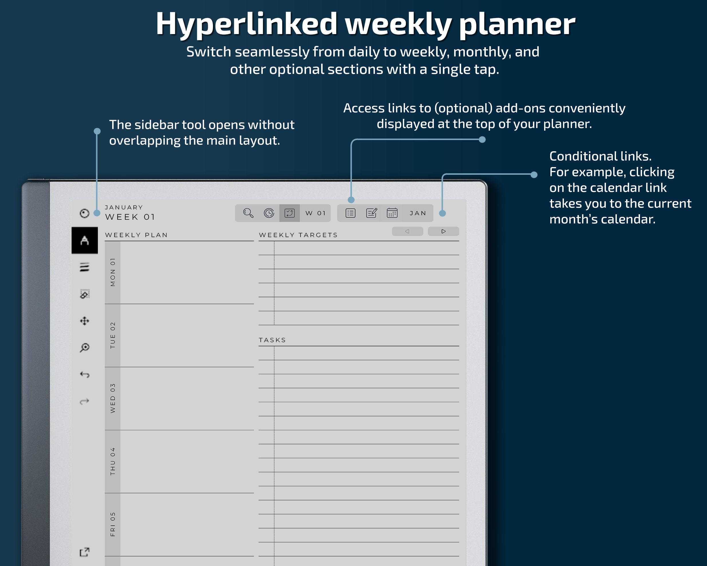 Remarkable 2 Weekly Planner, 2024, 2025, Remarkable 2 Templates, Monthly  Calendar 