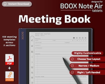 BOOX Note Air Templates, Meeting Book, Instant Download