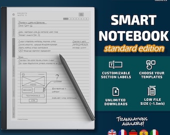 Smart Notebook for Remarkable 2 tablets, eInk templates, hyperlinked PDF, to do list, cornell