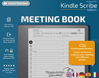 Kindle Scribe Meeting Book, Kindle Scribe-sjablonen, notulen van vergaderingen, organisator