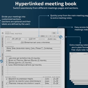 ReMarkable 2 Modèles l Carnet de réunion l Notes de réunion l PDF avec lien hypertexte image 3
