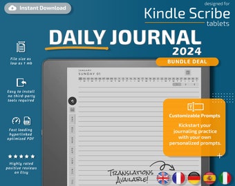 Daily Journal for Kindle Scribe, 2024, kindle scribe templates, calendar