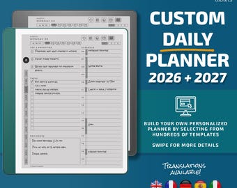 Daily Planner for Kindle Scribe tablets, eInk templates, hyperlinked PDF, calendar, agenda