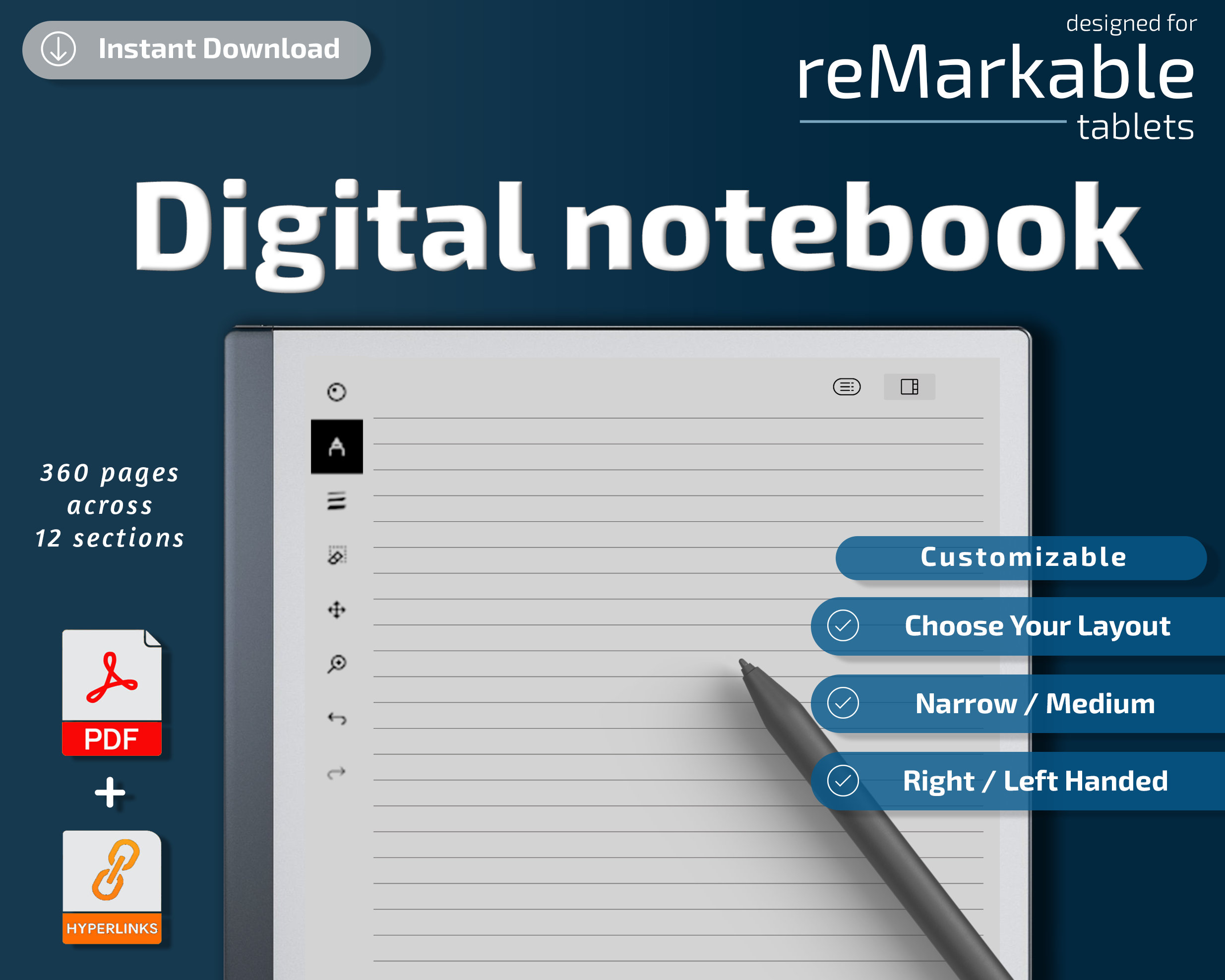 Remarkable 2 Templates L Digital Notebook L Hyperlinked