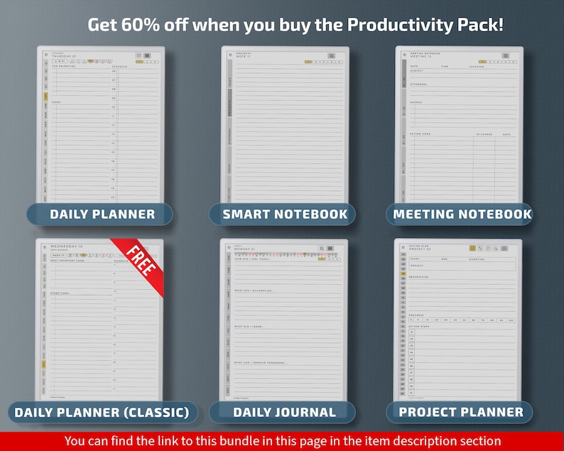 Smart Notebook for Remarkable Paper Pro tablets, eInk templates, hyperlinked PDF, to do list, cornell image 7
