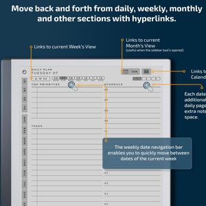 Daily Planner for Remarkable Tablets, Eink Templates, Hyperlinked PDF ...