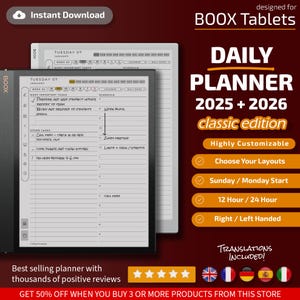 Daily Planner for Boox Note Air Classic Edition, Templates for Boox Note Air