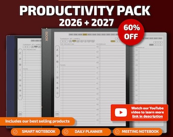 Templates for Boox Tablets: planner, journal, meetings, notebook, projects, calendar, to do list