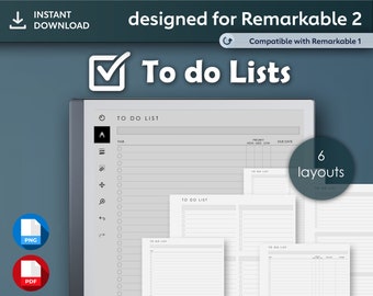 reMarkable 2 Templates l To-do Lists  l Instant Download