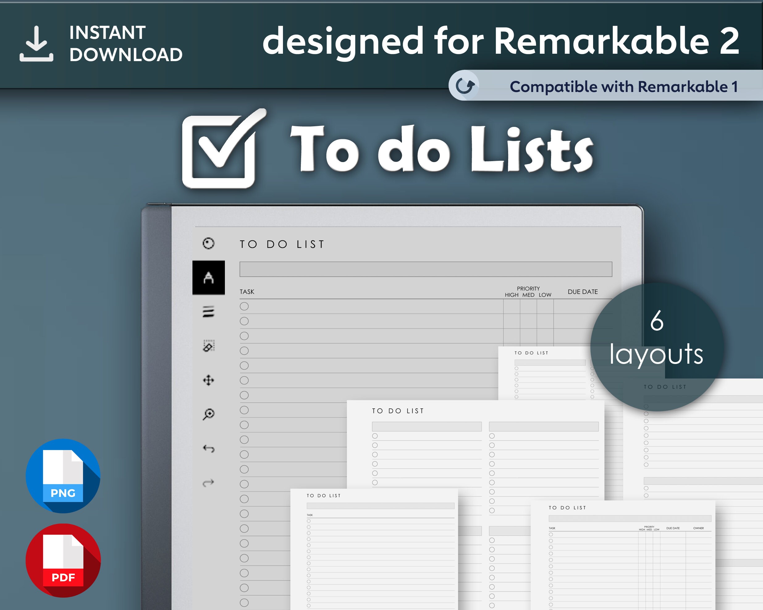 ReMarkable 2 Templates l Todo Lists l Instant Download Etsy