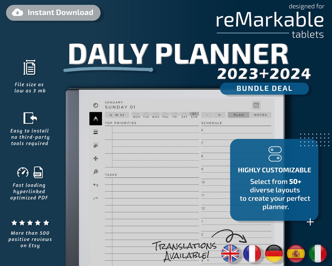 Remarkable 2 Daily Planner Standard Edition 2023 2024