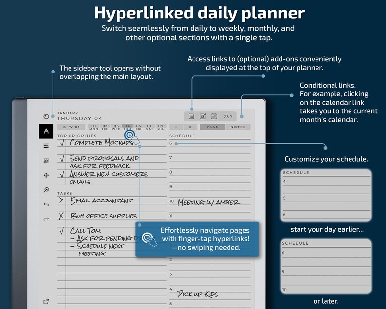 reMarkable 2 Daily Planner Standard Edition, 2024, 2025, niezwykłe szablony, kalendarz zdjęcie 3