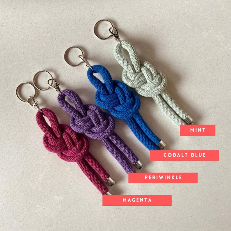 Knotted Rope Key Rings Figure 8 Knot Keyring - the Original Recycled Cotton Figure 8 Keyring ...