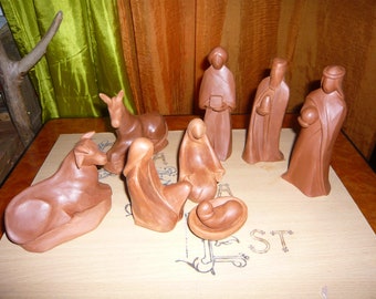 Handmade clay Christmas Nativity scene