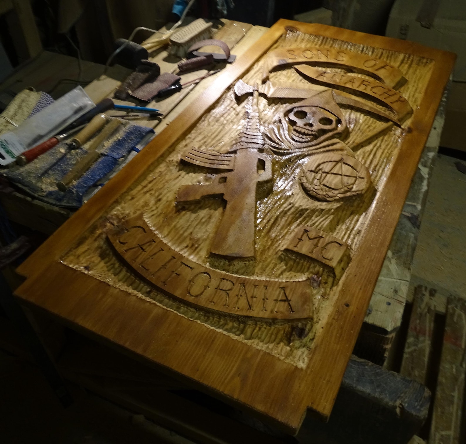 Soa Panel Sons of Anarchy Carved Panel - Etsy