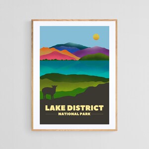 Lake District National Park Print: Colorful Mountain Art Poster