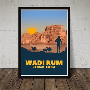 Wadi Rum Print - Wall Art for Runners - Ultra Marathon Gift Poster - Can be Personalised