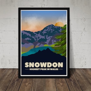 Snowdon Poster: Wales Mountain Art Print, Hiker Gift (Personalised)