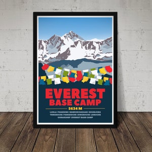 Impressão do acampamento base do Everest - pode ser personalizada - arte de parede para alpinistas, montanhistas, caminhantes. Cartaz de presente