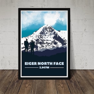 Eiger North Face Print - Wall Art for Climbers, Mountaineers, Hikers - Perfect Gift For outdoor mountain lover - Can be Personalised
