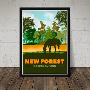 New Forest Print -  Can be personalised - Colourful Wall Art Poster